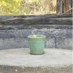 Urtepotteskjuler med undersk�l - Pearl light green - L - SENDES IKKE.