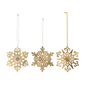 Ornament - Guldfarvet - 10 cm - 3 stk
