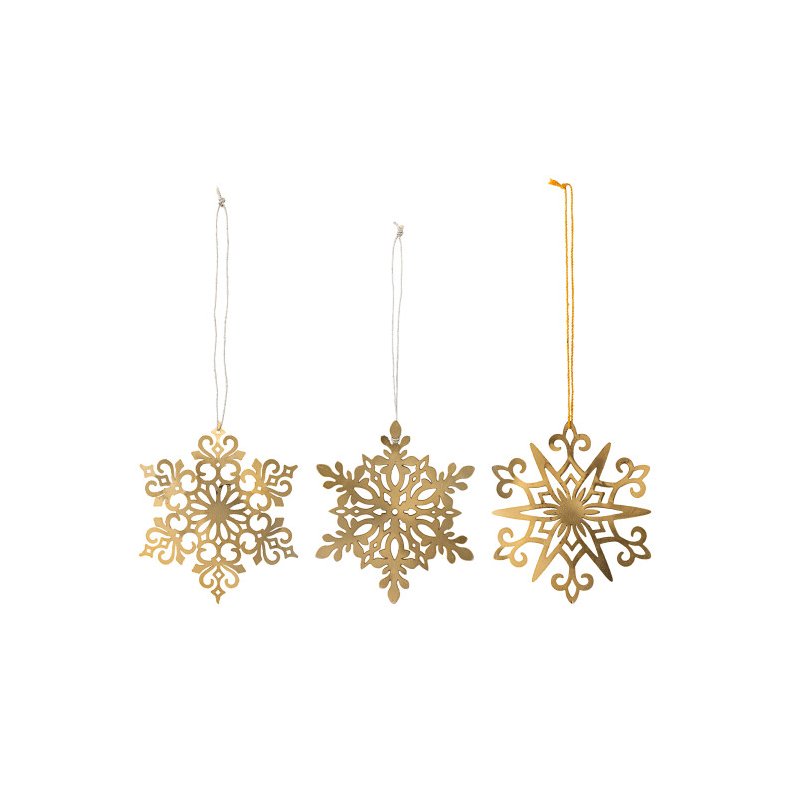 Ornament - Guldfarvet - 10 cm - 3 stk