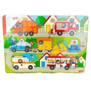 Puslespil - lift up - Kretjer i gaden m. baggrund