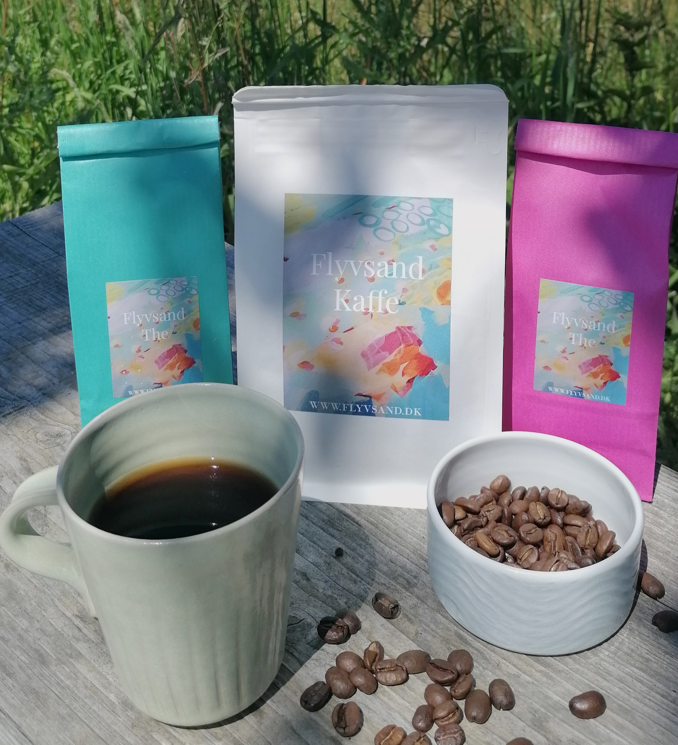 Flyvsand Fyrkaffe og The i flotte poser.  