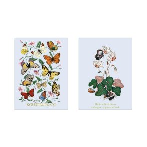 Kortmappe mini 10 stk - Sommerfugle p� bl� baggrund