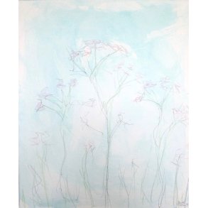 Rosa skrmblomst I - 50 x 60 cm