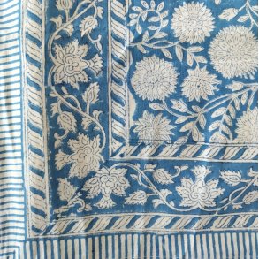 Dug Bloktryk - Himmelbl - Hvid