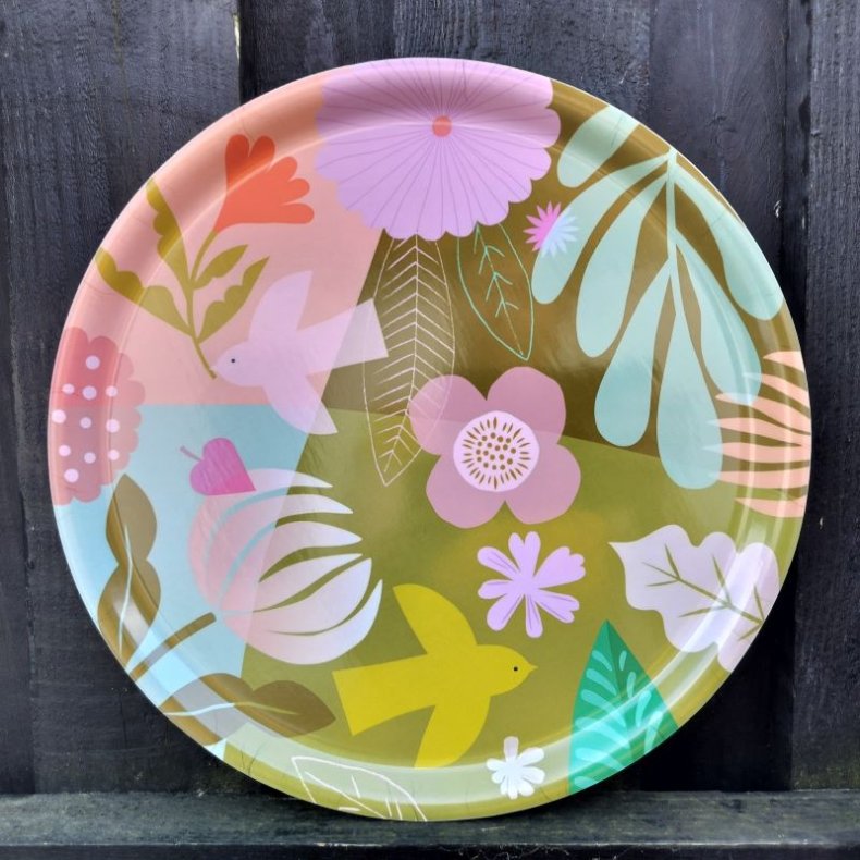 Bakke - Blomster og Fugle -  31 cm