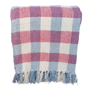 Plaid - Ternet r�d-st�vet bl� - genanvendt bomuld 