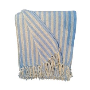 Plaid - Gul/Mint stribet - genanvendt bomuld 