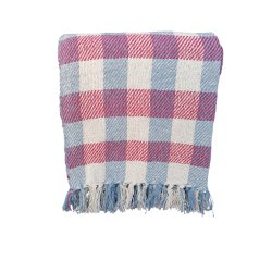 Plaid - Ternet rd-stvet bl - genanvendt bomuld 