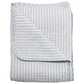 Quilt - lys bl� med hvide dobbelt striber 