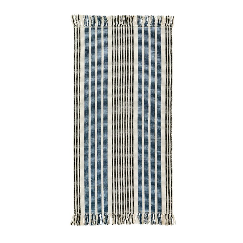 Tppe - stribet bl - 70 x 140 cm