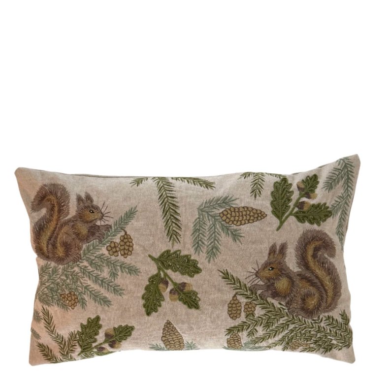 Pude - Sciurus - med broderede egern og grene - 30x50