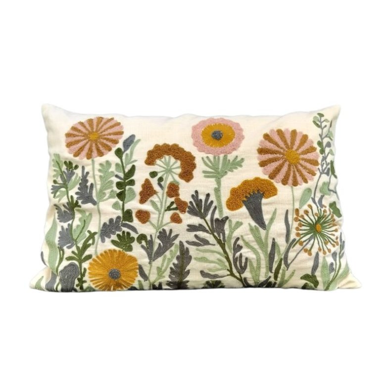 Pude - Tagetes -  broderede vilde blomster 40x60 
