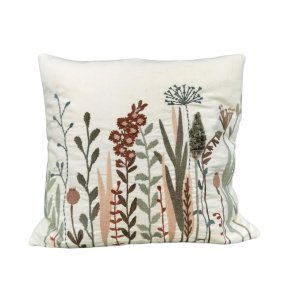 Pude - Spear white Green - med vilde blomster 45x45