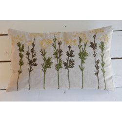Pude - Yarrow  broderede vilde blomster 30x50