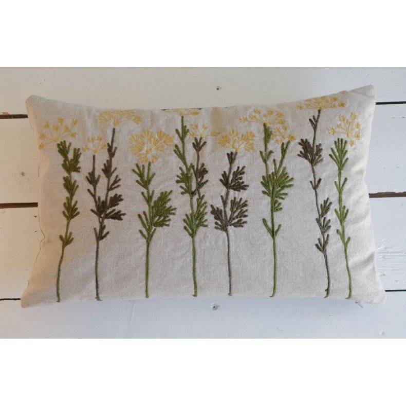 Pude - Yarrow  broderede vilde blomster 30x50