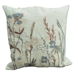 Pude - Ophio light blue - med vilde blomster 45x45