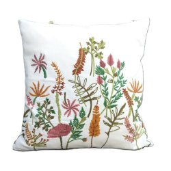 Pude - Hakea  hvid - broderede vilde blomster 45x45