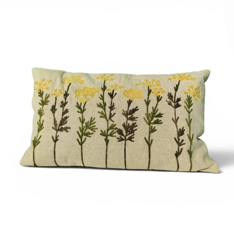 Pude - Yarrow  broderede vilde blomster 30x50