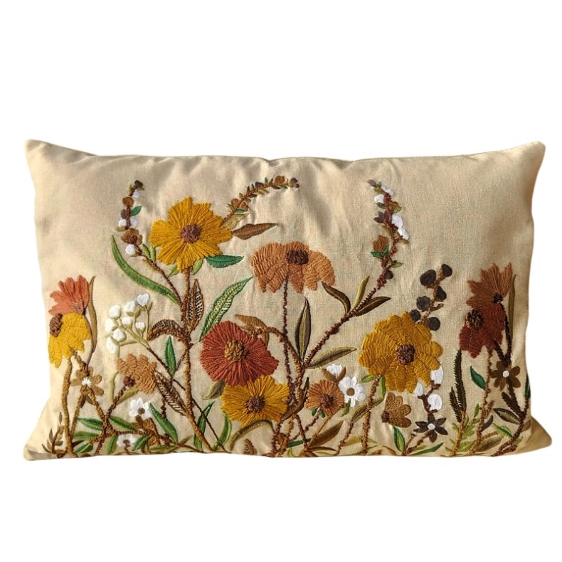 Pude - Echinea broderede vilde blomster 40x60