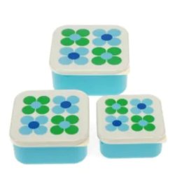 Snack boxes - Blue and Green Daisy - set of 3 