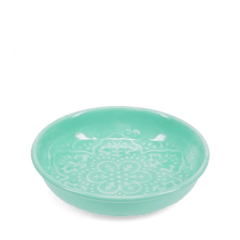 Sk�l - Emalje blomst - Aqua - 10 cm