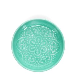 Sk�l - Emalje blomst - Aqua - 10 cm