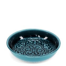 Sk�l - Emalje blomst - Petroleum - 10 cm