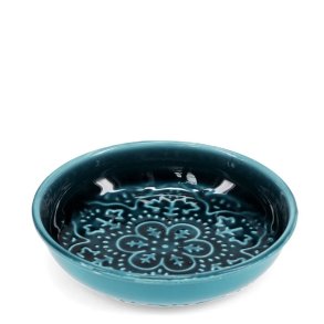 Sk�l - Emalje blomst - Petroleum - 10 cm