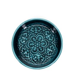 Sk�l - Emalje blomst - Petroleum - 10 cm