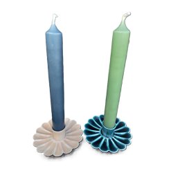 Lysestage - Emalje blomst - Petroleum